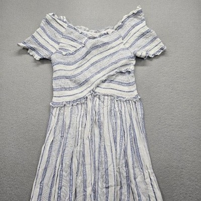 white striped off the shoulder dress Claudia Off Shoulder Striped Dress in Cotton M