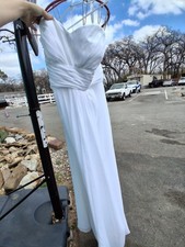 Strapless Chiffon Wedding Dress Size 18 Empire Waist Bridal Gown White Beach
