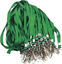 Green Lanyards 100 Pcs Lanyard for Id Badges Flat Lanyard with Badge Clip with J