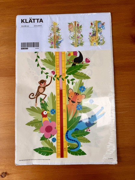 Pegatina de pared Ikea KLÄTTA Klatta tabla de crecimiento infantil medición animal tema selva