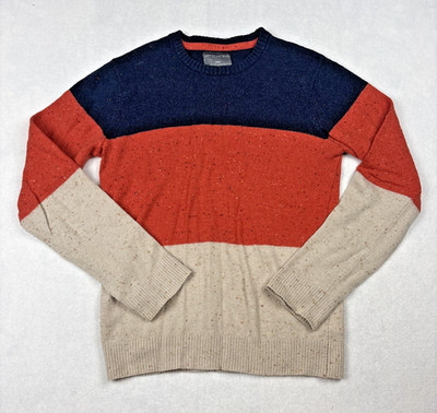 Aeropostale Men s Medium Color Block Wool Blend Nep Knit Sweater Blue Orange