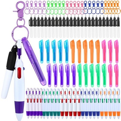 Nurse Pen Set 100 Pcs Retractable Ballpoint Highlighter Marker Keychain Sherr
