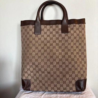 GUCCI Cabas En Toile Et Cuir Beige Et Marron Pour Femmes Auth - Photo 1/4