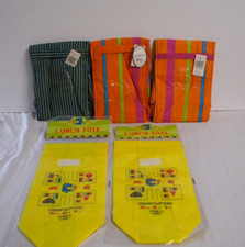 Lunch Box Bag Lot of 5 Fabric Blue Orange Stripe Gaming Yellow 9