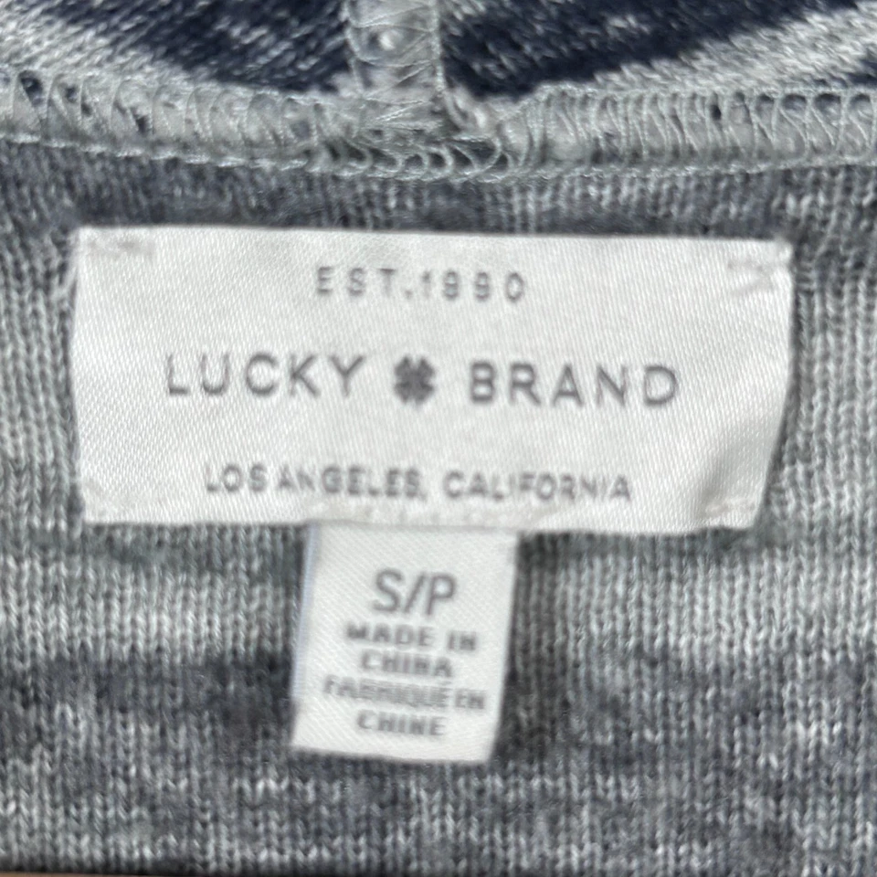 Cárdigan suéter drapeado Lucky Brand pequeño negro y gris envolvente azteca Foto 2 de 4