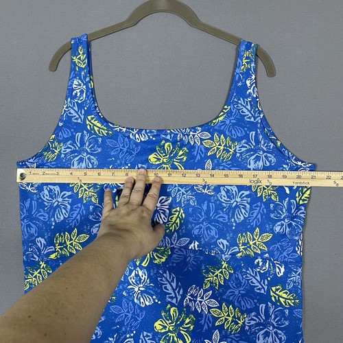 Columbia PFG Freezer III Tank Dress Size 1X Omni Freeze Sleeveless Blue Floral - Picture 10 of 16