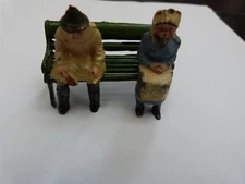 VINTAGE Group of John Hill Lead Figure Sitting Man & Woman Bench