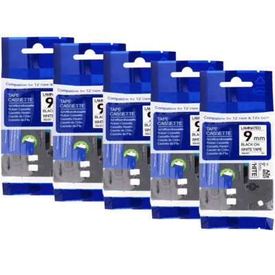 5x Schriftbänder für Brother TZe-221 9mm P-touch h100r h105 900 1000 1005 1010