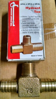 NEW ProPlumber Brass Hydrant Tee  3/4'' x 3/4'' x 3/4'' solid cast brass