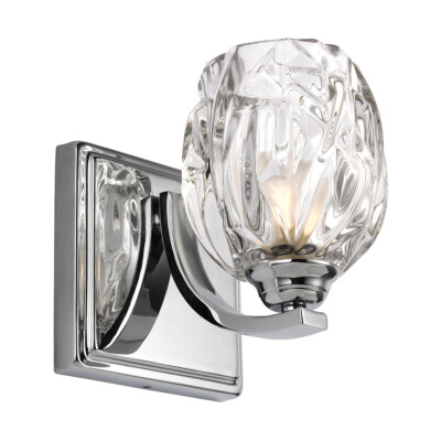 IP44 Wandleuchte facettenreicher Kristallglasschirm poliert Chrom LED G9 3,5W