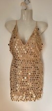 ASOS Size S sequin bodycon dress in gold