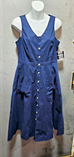 🛍👗Liz Claiborne Navy Blue Button Front Shirt Pocket Cotton Dress ~ 6 M3020 👗