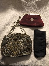 Lot of 3  Vintage Evening Clutch Estate Handbags Purse Sequin