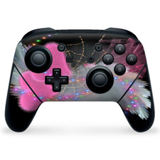 Nintendo Switch Pro Controller Skin Decal Vinyl Wrap - Mystic Pink Feathers