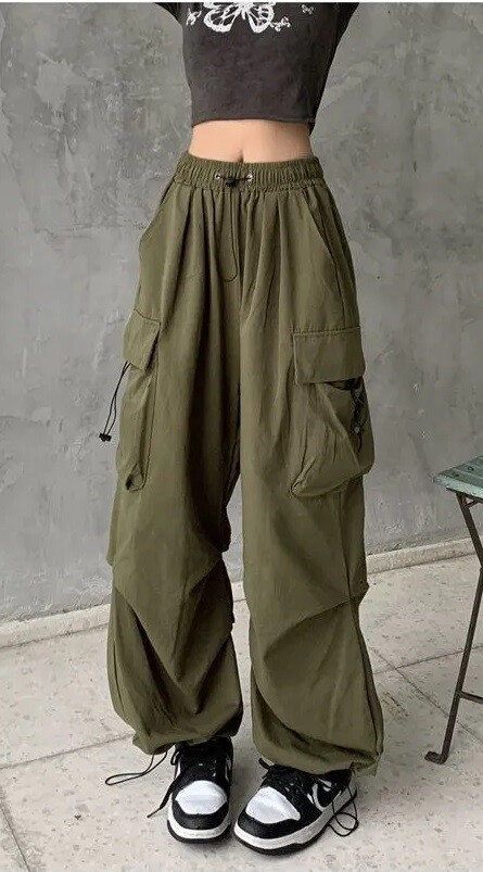 Unisex Teen Hip Hop Punk Loose Baggy Cargo Pocket Pants Long