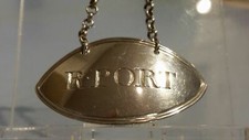 Georgian silver bottle decanter ticket eye shaped R Port circa 1800 masonic ?