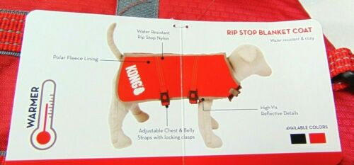 Warm Kong Dog Rip Stop Blanket Coat Jacket Sz XS Red Water Resistant Fleece - Picture 4 of 5