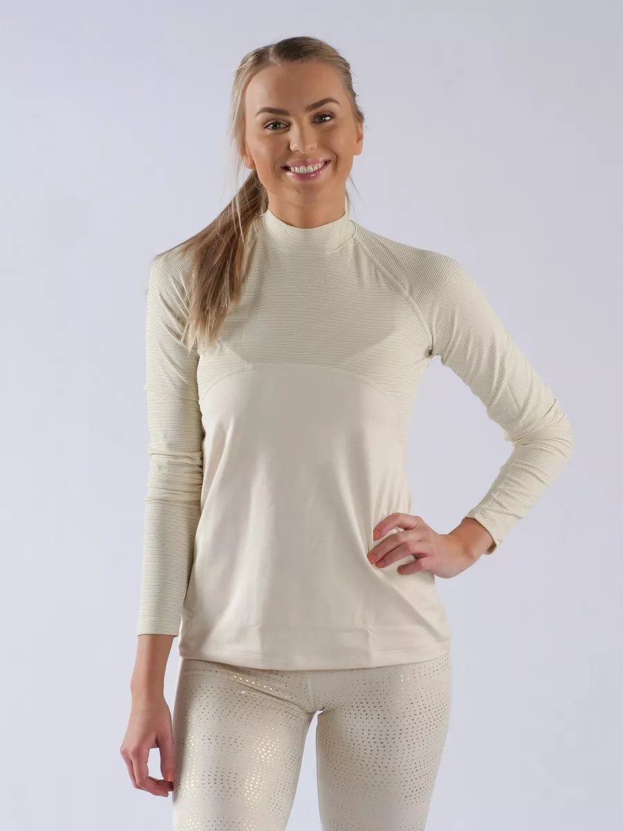 NWT Nike Pro Warm Sparkle Long Sleeve Women's Size Large AO9226-258 BEIGE