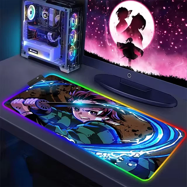 Mouse Pad Gamer Anime Demon Slayer RGB LED Desk Mat - Image 4 of 4