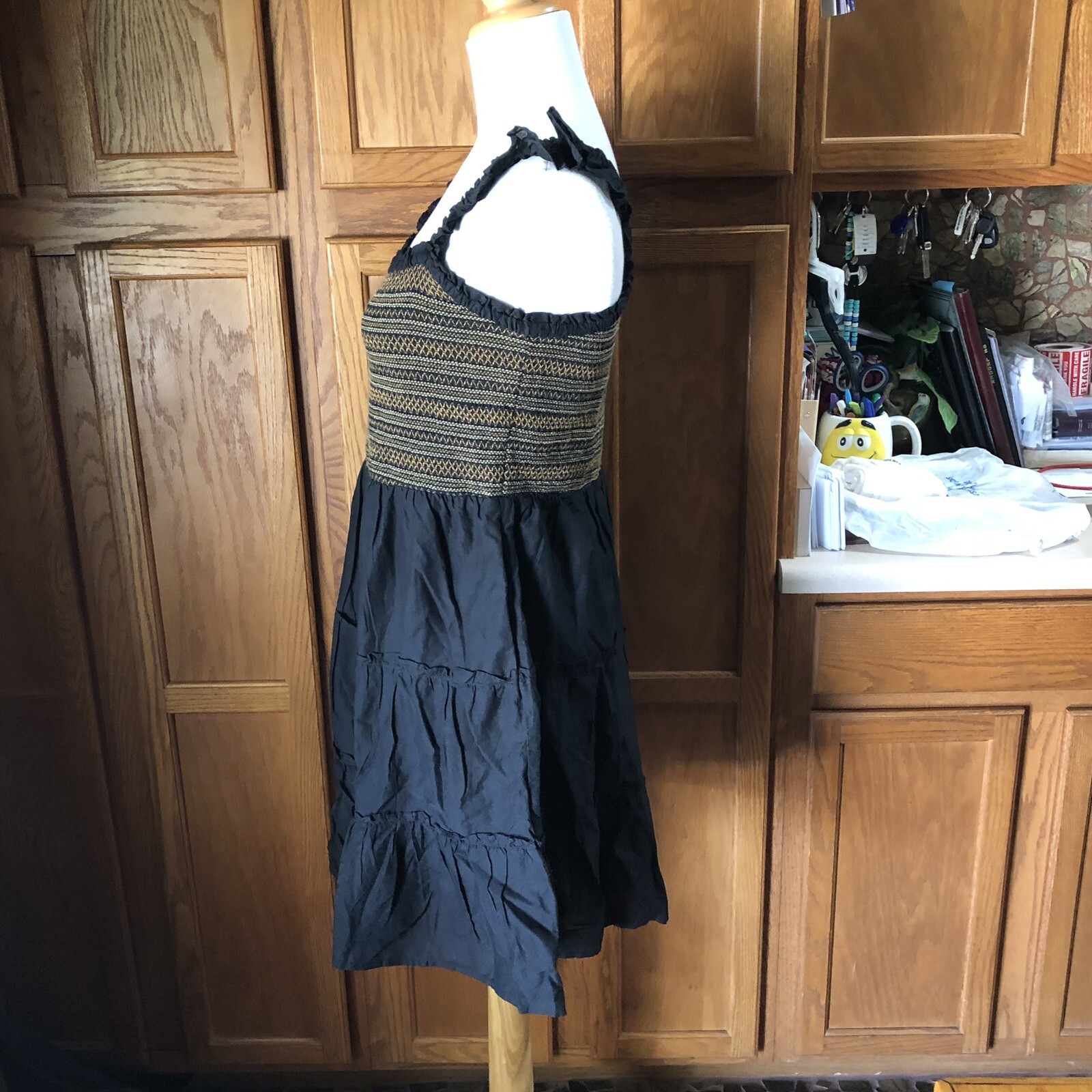 J Crew Women’s Square Neck Smocked Ruffle Tiered Mini Dress Petite Size PL NWI