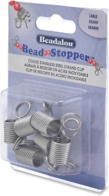 Beadalon 6-Piece Bead Stopper, Large, Silver 