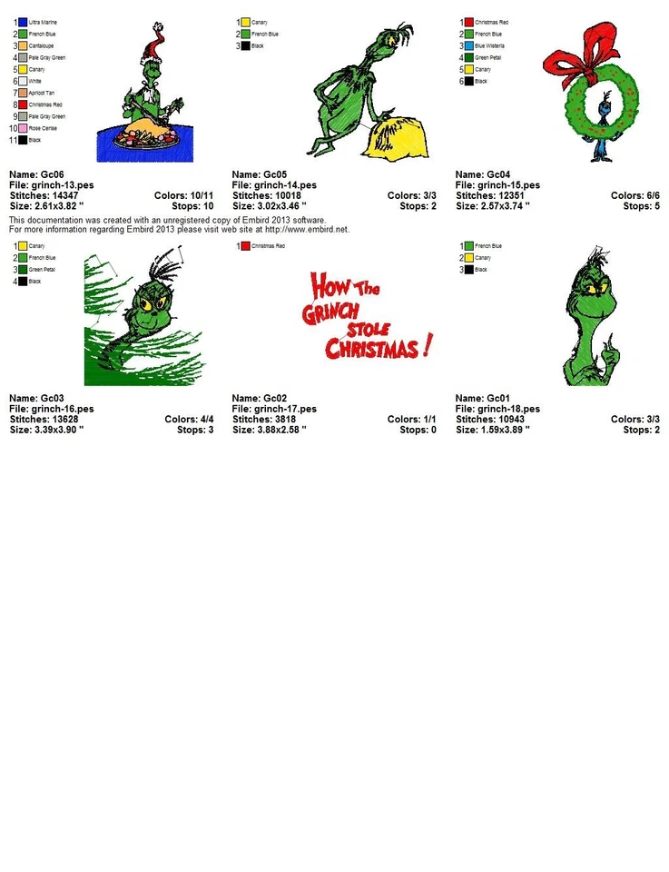 Cómo el Grinch robó diseños de patrones de máquina de bordar de Navidad Foto 2 de 2