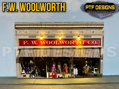HO Scale F.W. WOOLWORTH CO- Building Flat/ front w/LED - scratch built 1:87