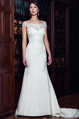 Augusta Jones Skyler 8-10 Lace Wedding Dress Fit & Flare Train $3,700 | eBay