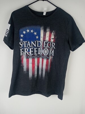 Bella Canvas Women's ''Stand For Freedom'' Patriotic Graphic Print T Shirt Sz L