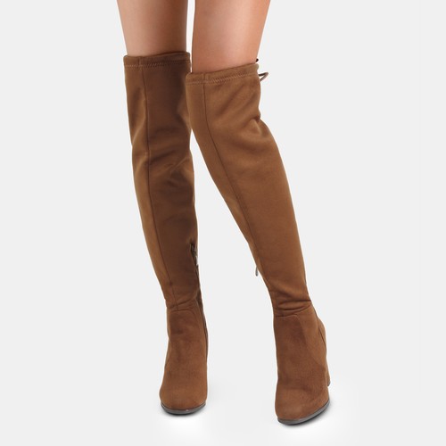 Damen Damen Mode Overknee Stiefel Party Sexy Blockabsatz Overknee Stiefel - Bild 17 von 24