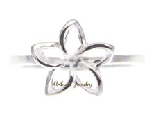 SILVER 925 HIGH POLISH SHINY HAWAIIAN PLUMERIA FLOWER OUTLINE RING 11MM SZ 3-10