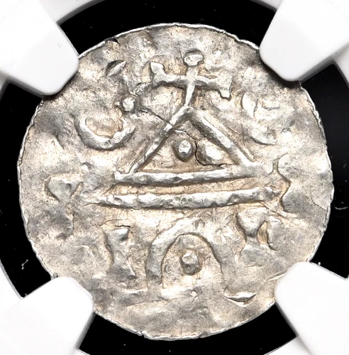 GERMANY, Cologne. Archbishop Pilgrim with Conrad II, Silver Pfennig, NGC XF