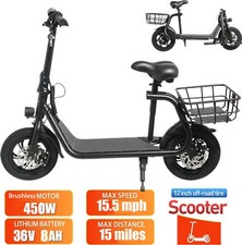 450W Electric Scooter with Seat Folding Adult Ebike Bicycle Commuter 12 in Tires