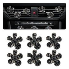 6PCS Rhinestone Flower Car Vent Clips, Cute Car Air Vent Clips fo Color: Black