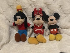 Disney Plush Toys Lot of 3 Minnie Mouse 12" Mickey Mouse 10" Goofy 14"