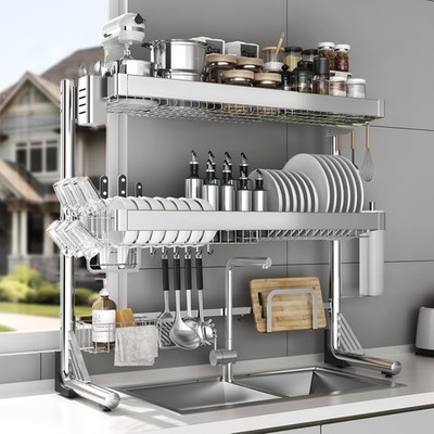 Kitchen Dish Rack Over Sink Storage Shelf