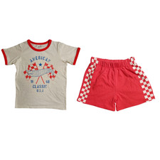 Hot Wheels Boys Size 5T Red/White 2 Piece Shorts  T-Shirt Pajama Set FREE S H
