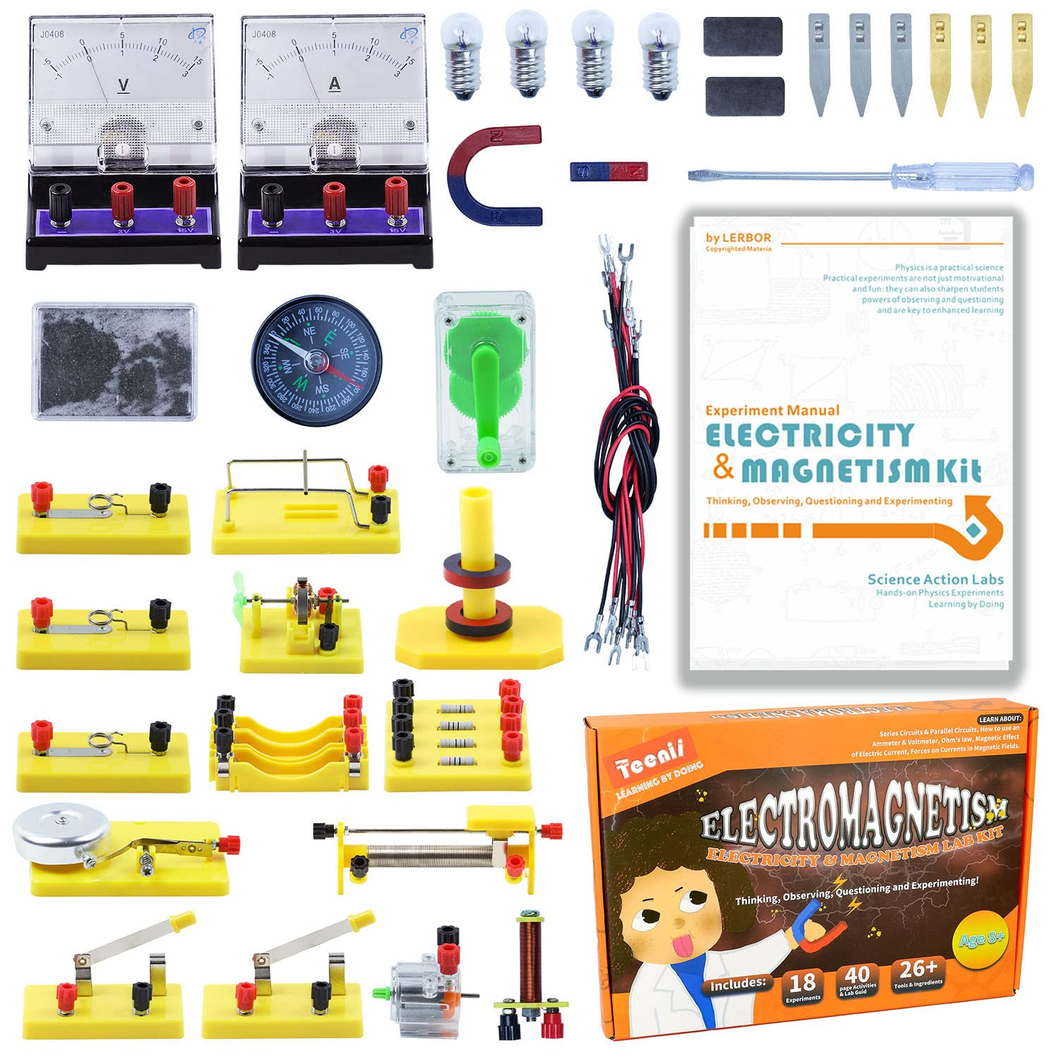 STEM Electricity & Magnetism Kit - Electromagnetism Experiments for Kids Age ...