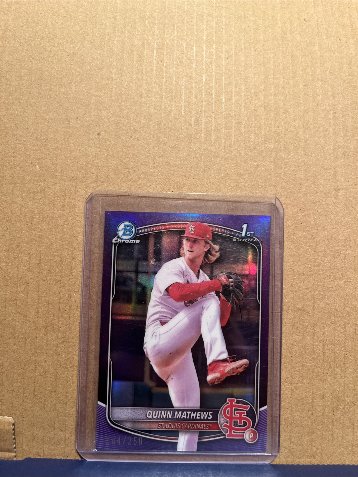 2025 Bowman - Chrome Prospects Quinn Mathews #BCP-25 Purple Refractor /250 (RC)