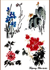 Tattoo misc flowers temporary 4"x7.75 HB-663 GIFT 8 summer fun party favor