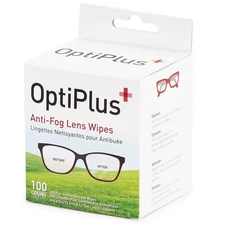 OptiPlus 100-Count Pre-Moistened Anti-Fog Lens Wipes, 6" x 5"