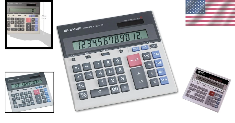 QS-2130 12-Digit Commercial Calculator with Kickstand - Solar & Battery Powered - Image 2 of 4