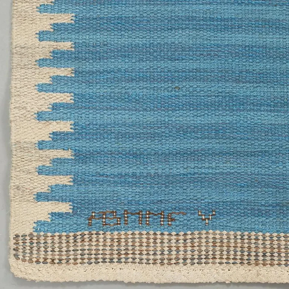 Blue Flat weave Scandinavian Swedish Kilim Rug for Living Room Area Rug Bedroom - Image 2 of 4