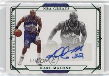 2020-21 National Treasures NBA Greats Signatures Emerald /5 Karl Malone Auto 7o6