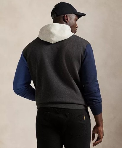 Polo Ralph Lauren Big and Tall Men's Double Knit Hoodie Gray Blue $198 New - Picture 4 of 6