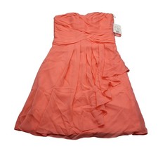 David Bridal Dress Womens 8 Orange Strapless Sweetheart Neckline Ruffled Pleated