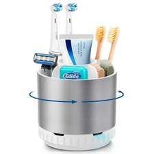 Silver Toothbrush Holders for Bathrooms Countertop Organizer - Kids Electric
