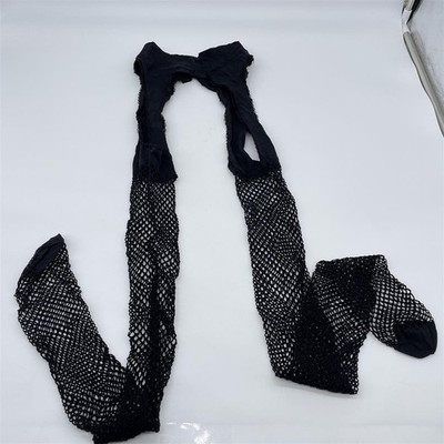 Glamory Damen Mesh Ouvert Strumpfhose, Durchsichtig, Schwarz (Schwarz Schwarz),