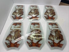 Set Of 6 OK Lighting Touch Lamp Replacement Glass Panels Two Kittens & Flowers 