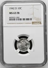 1942-D Mercury Dime NGC MS63 Full Bands
